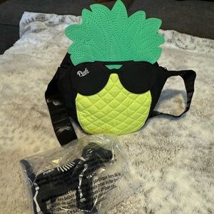 PINK stuffed dog and insulated pineapple lunch bag. New!